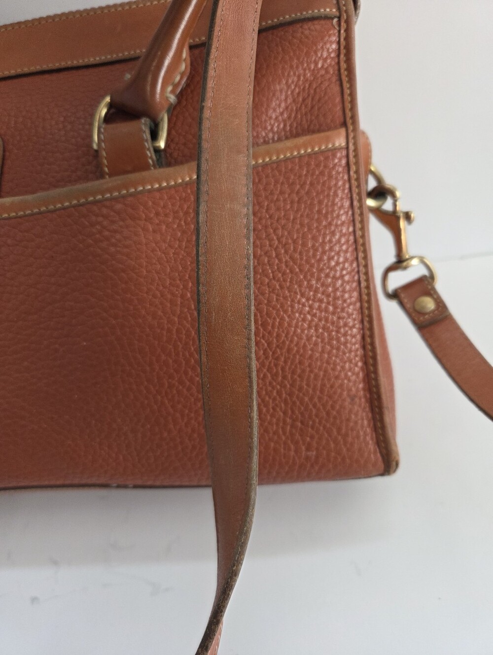 Vintage Dooney & Bourke All-Weather Leather Pebbled Leather Satchel Brown - Picture 5 of 16